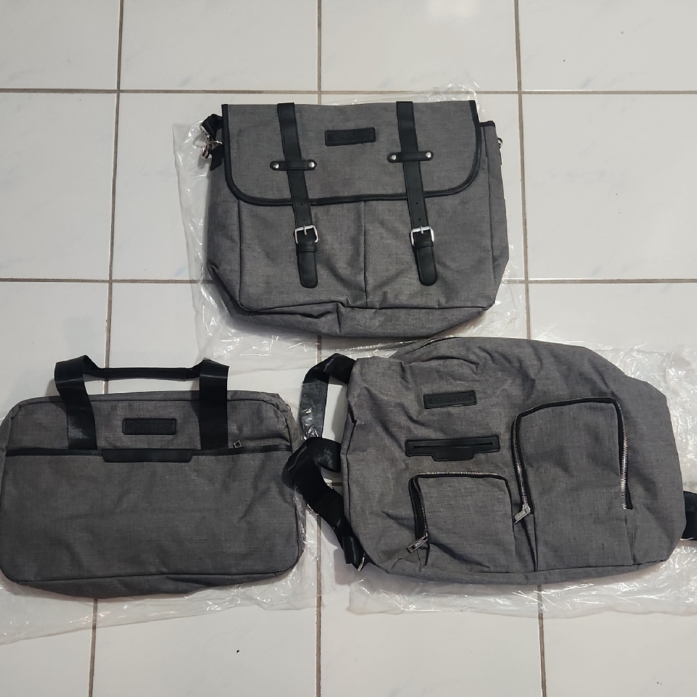 Men's Gray Messenger Bag with Multiple Pockets - Versatile Daily Carry.